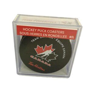 Tim Hortons Team Canada Hockey Puck Coaster Box of 4 NEW Sealed Canadian Coffee
